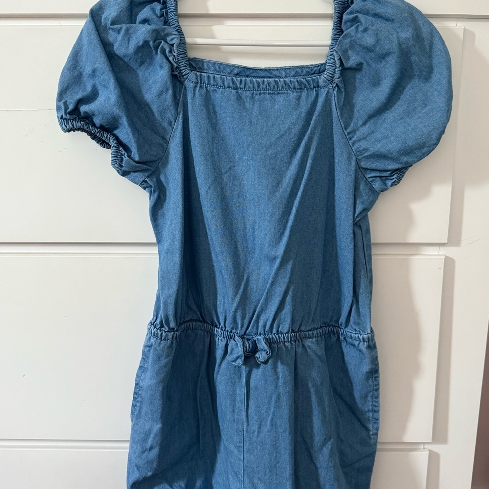 Blue Denim Puff Sleeve Dress